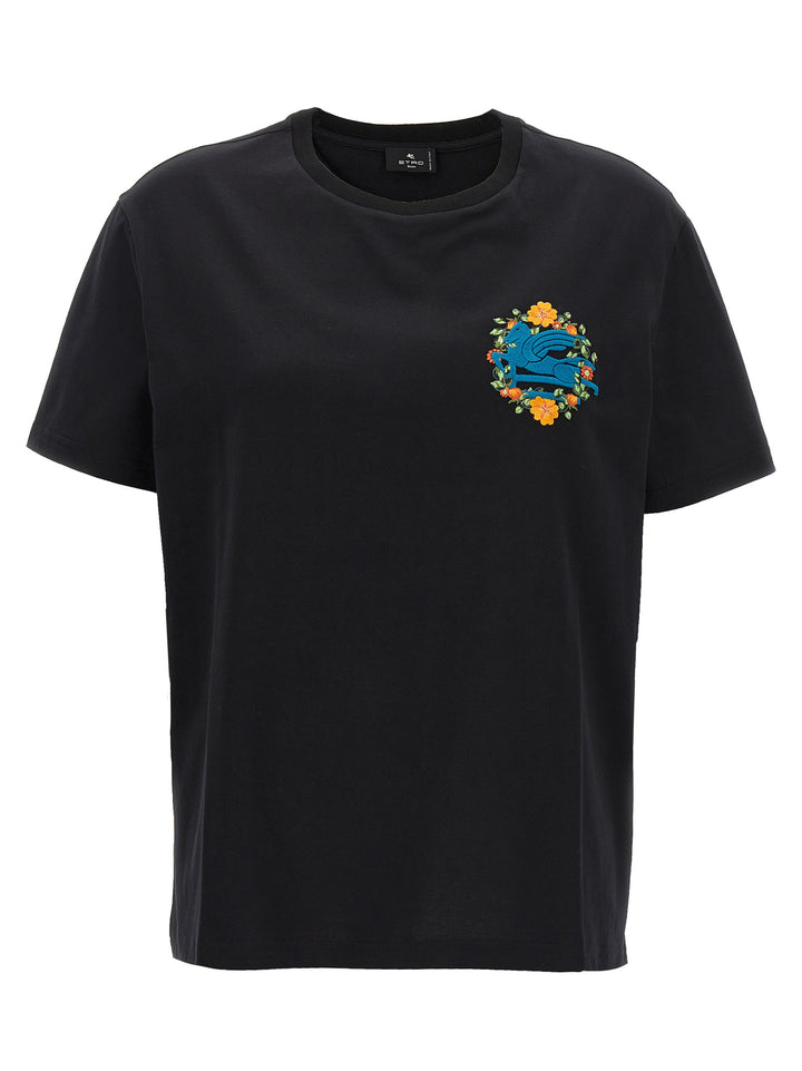 Logo Embroidery T Shirt Nero