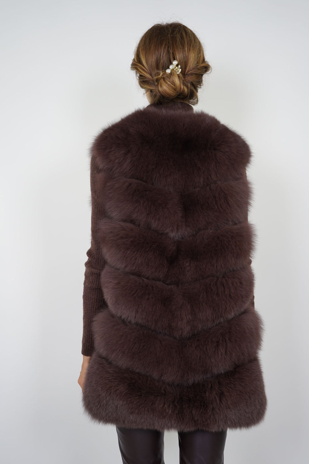 Gilet Roxanne Marrone in Pelliccia di Volpe