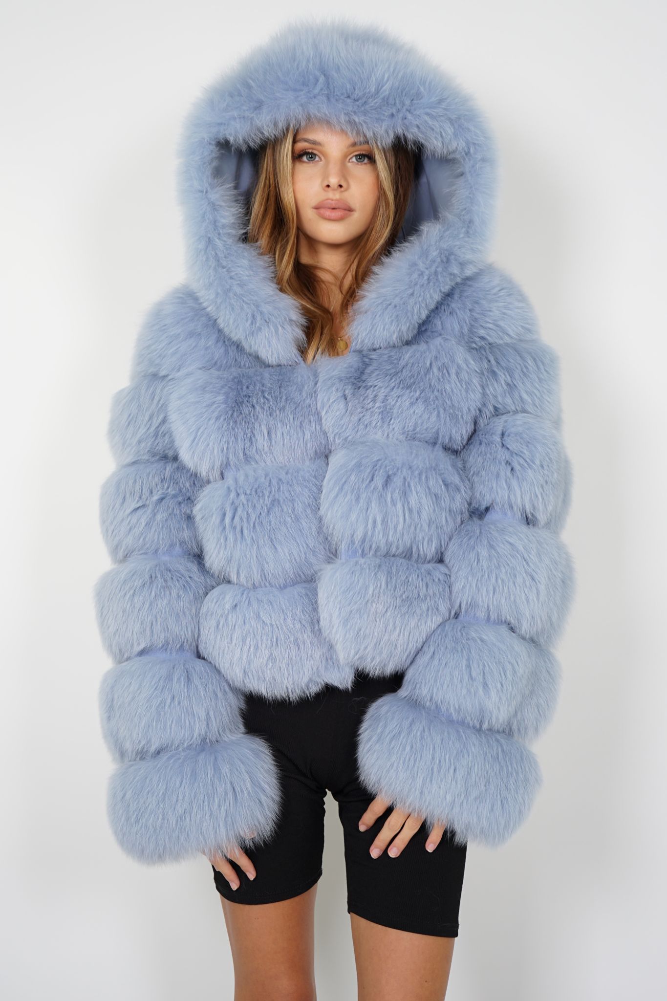 Giacca pelliccia grigia outlet