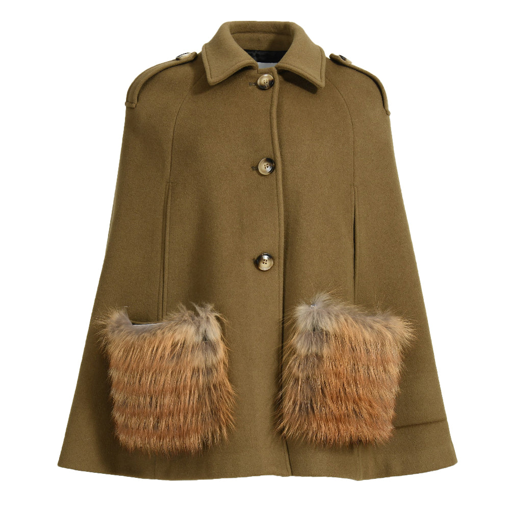 Giacca Poncho Blair in Misto Cachemire Marrone