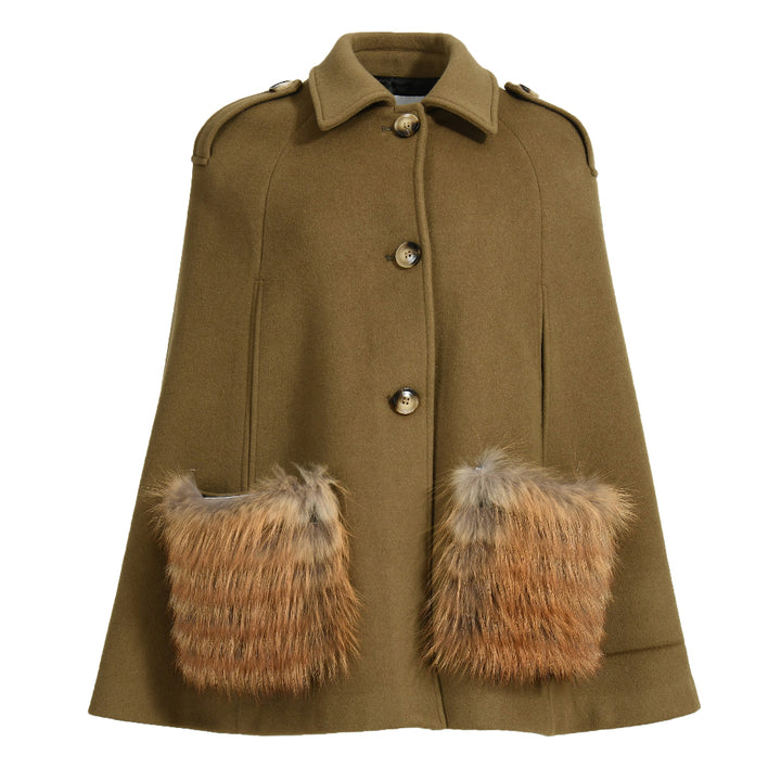 Giacca Poncho Blair in Misto Cachemire Marrone