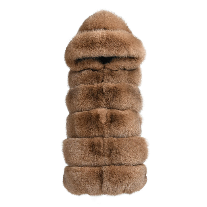 Gilet Calere Camel in Pelliccia di Volpe