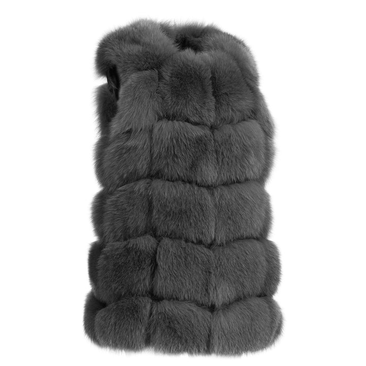 Gilet Classy Grigio Scuro in Pelliccia di Volpe