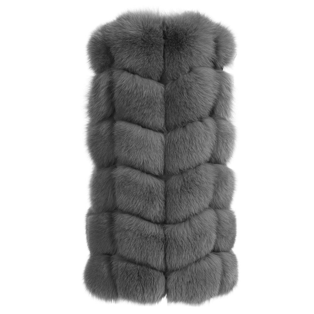 Gilet Classy Grigio Scuro in Pelliccia di Volpe