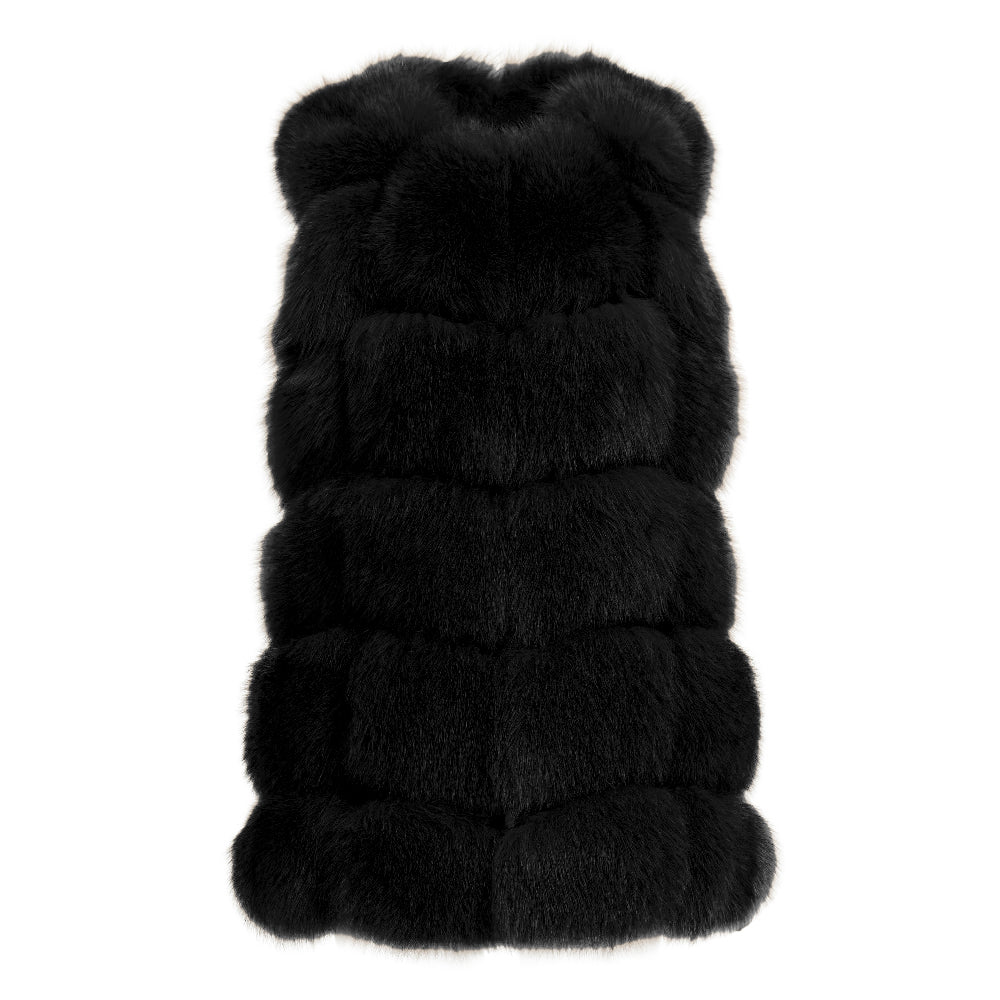 Chaleco Classy negro de piel de zorro