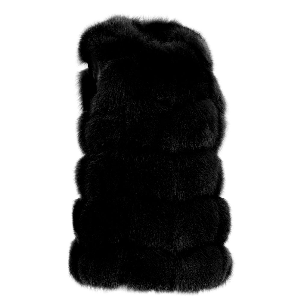 Chaleco Classy negro de piel de zorro