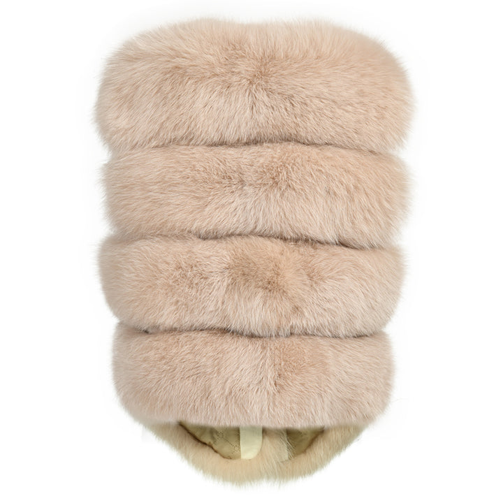 Gilet Ami Beige in Pelliccia di Volpe