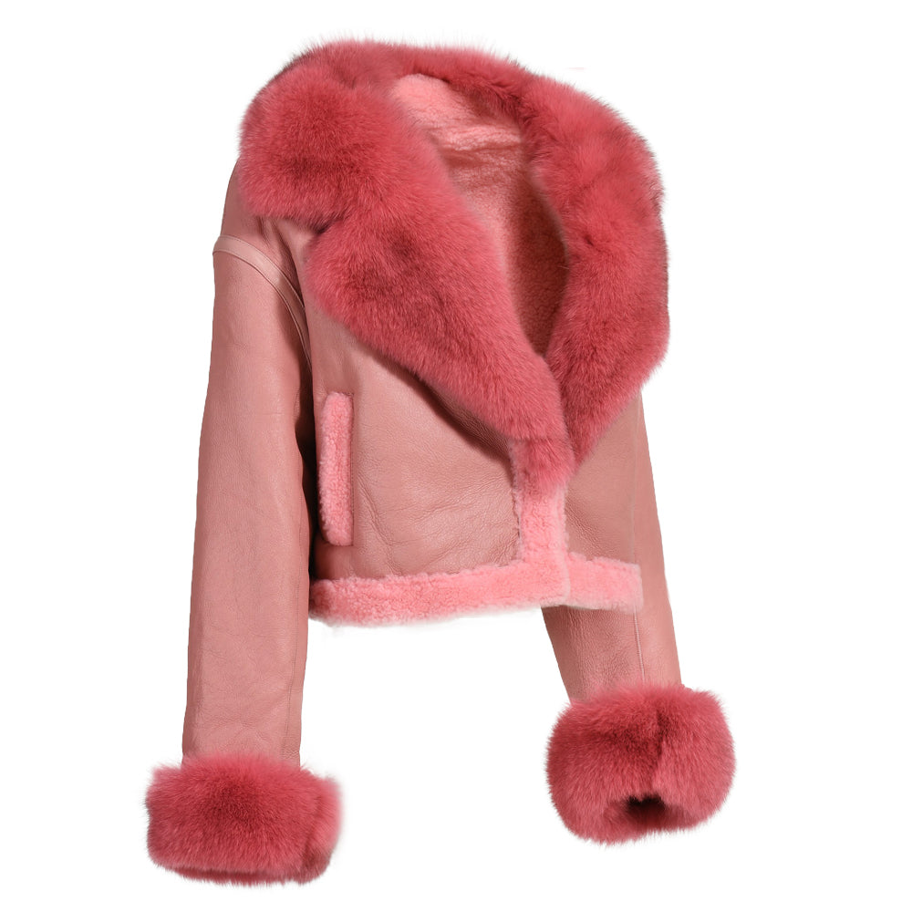 Giacca Ally in Pelle Rosa