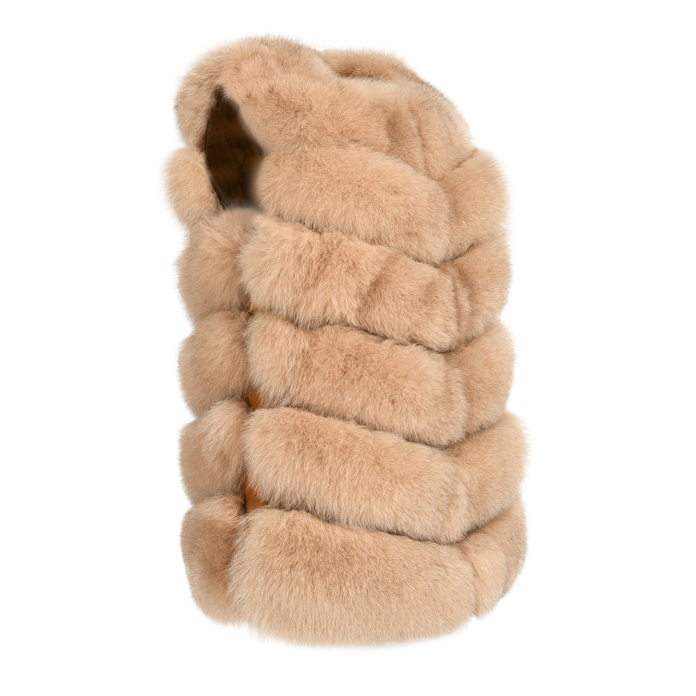 Gilet Roxanne Camel in Pelliccia di Volpe