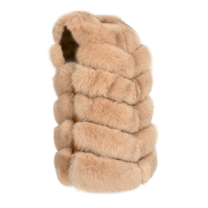 Gilet Roxanne Camel in Pelliccia di Volpe