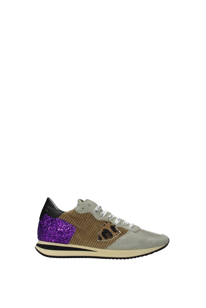 Sneakers Velluto Beige Fuxia - Philippe Model - Donna