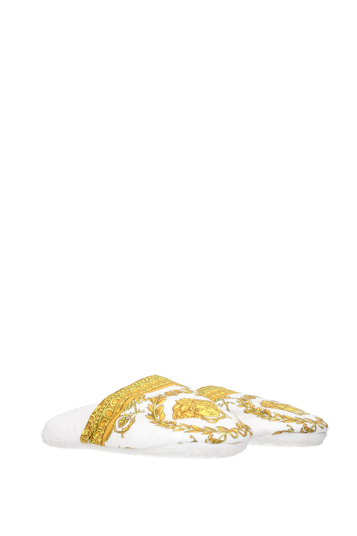 Ciabatte E Zoccoli Tessuto Bianco Oro - Versace - Donna