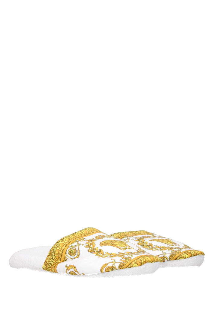 Ciabatte E Zoccoli Tessuto Bianco Oro - Versace - Uomo