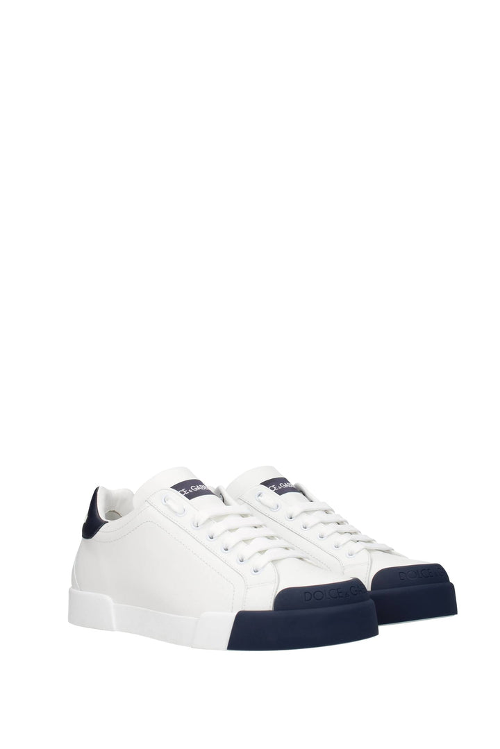 Sneakers Pelle Bianco Blu Navy - Dolce&Gabbana - Uomo