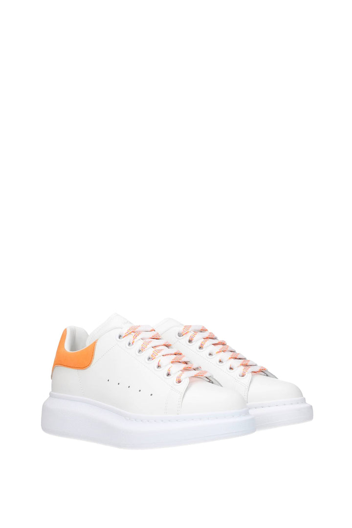 Sneakers Oversize Pelle Bianco Arancione - Alexander McQueen - Donna