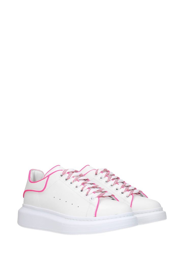 Sneakers Oversize Pelle Bianco Rosa Fluo - Alexander McQueen - Donna