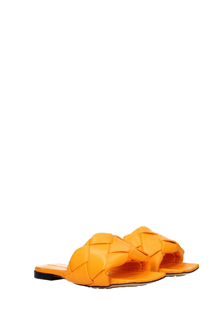 Ciabatte E Zoccoli Pelle Arancione Mandarino - Bottega Veneta - Donna