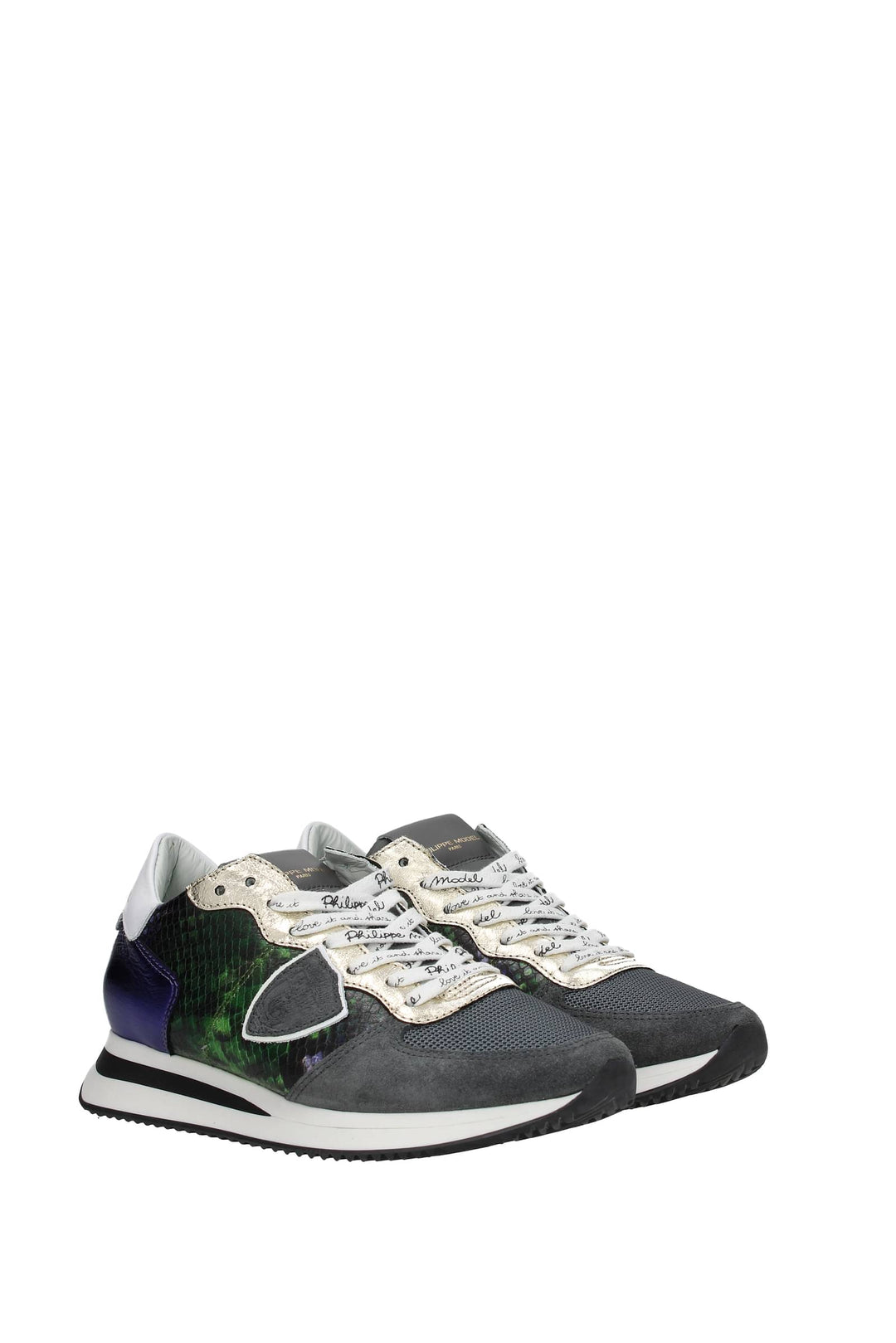 Sneakers Pelle Verde Viola - Philippe Model - Donna