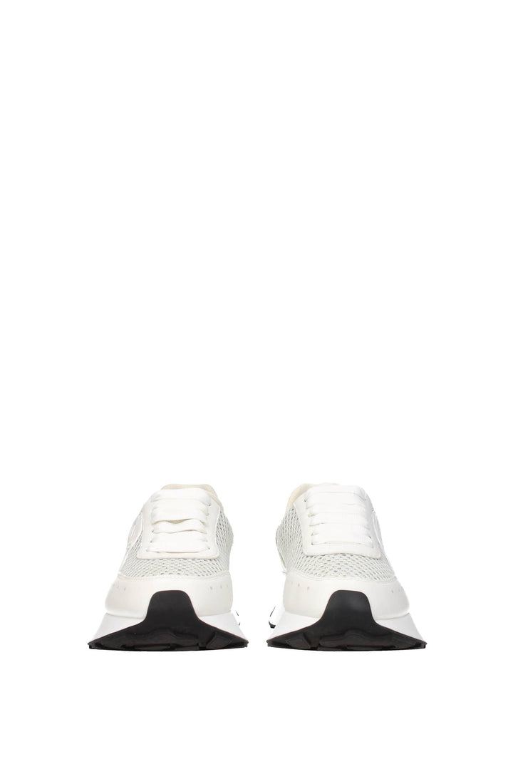 Sneakers Sprint Runner Pelle Bianco Argento - Alexander McQueen - Donna