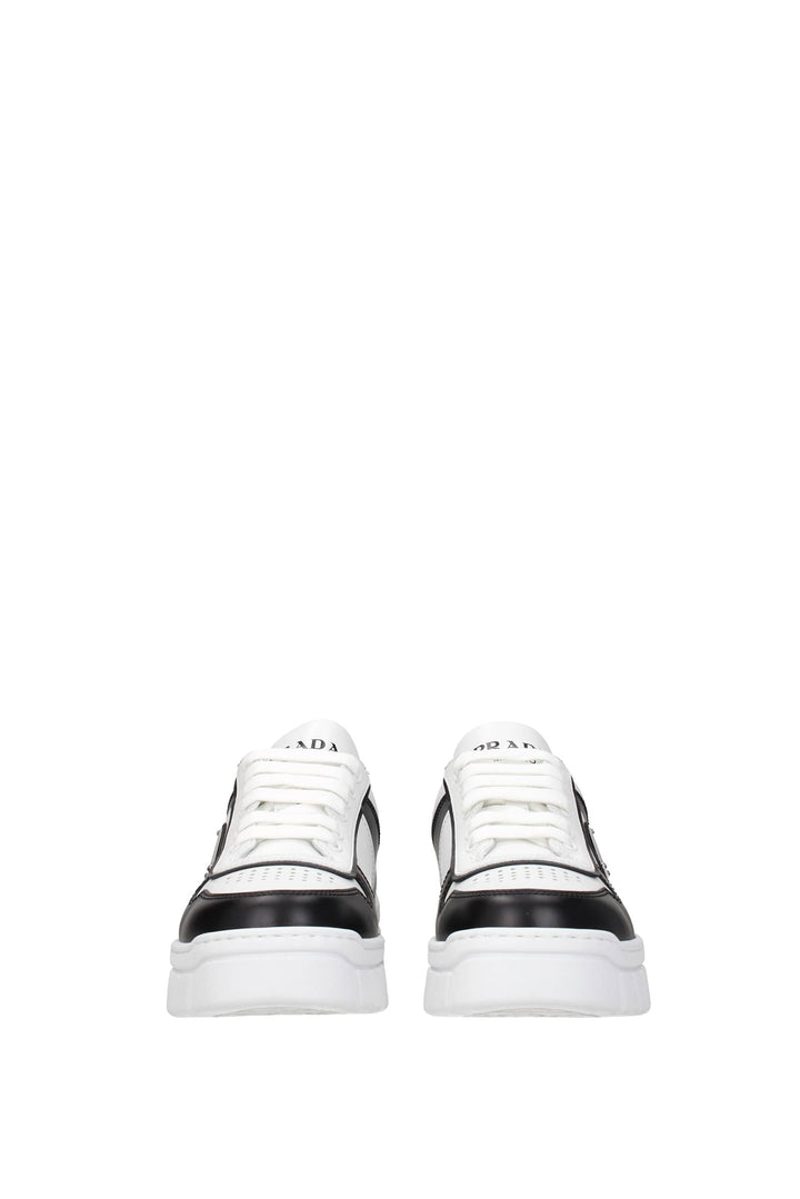 Sneakers Pelle Bianco Nero - Prada - Uomo