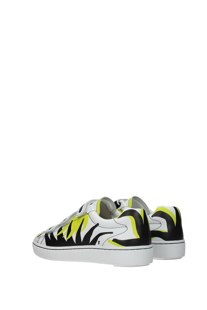 Sneakers Pharell Flame Pelle Bianco Lime - Ash - Donna