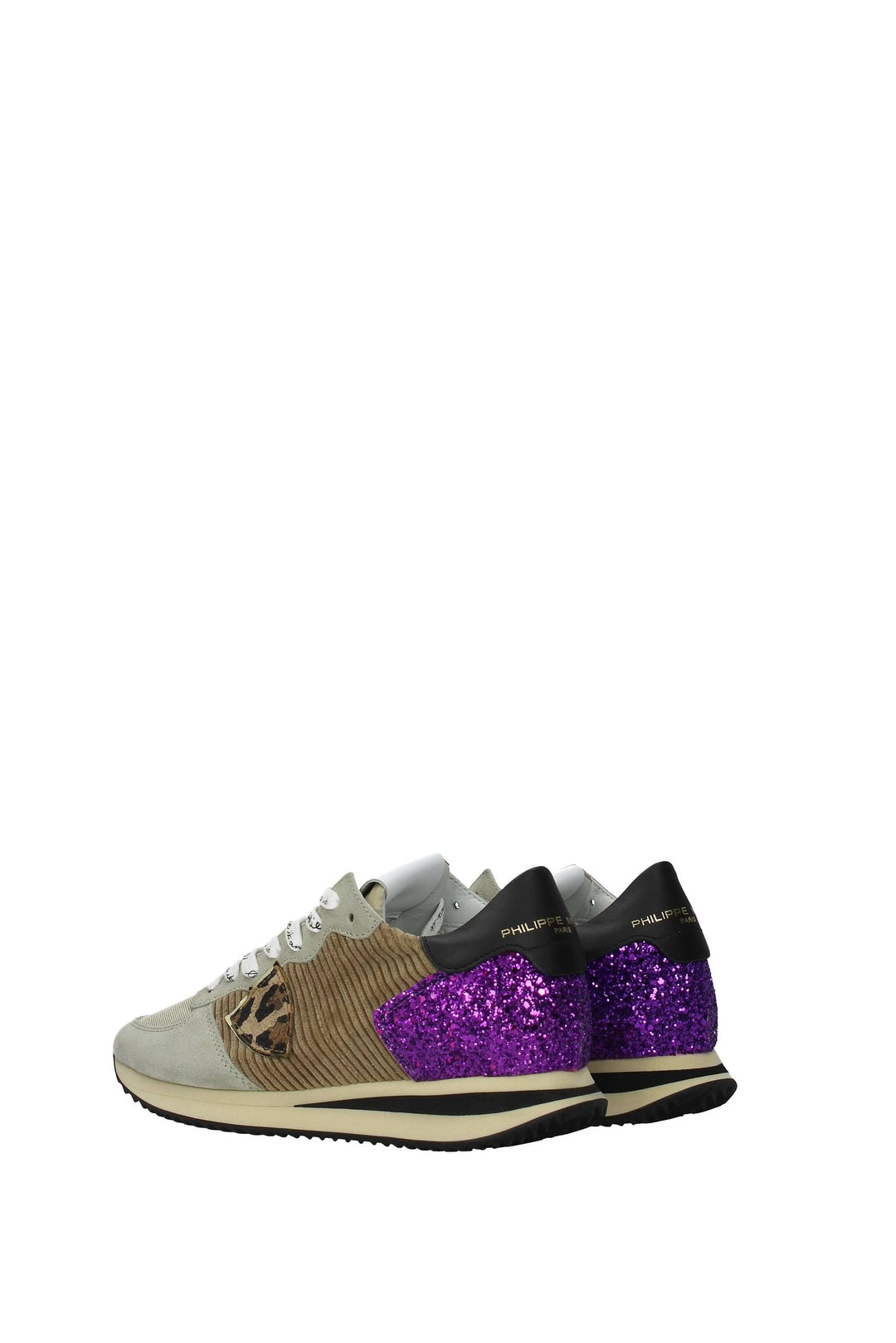Sneakers Velluto Beige Fuxia - Philippe Model - Donna