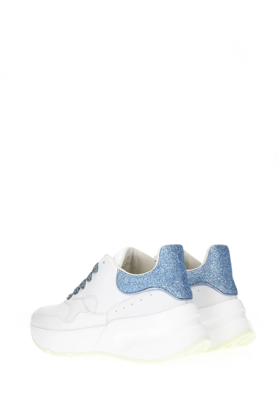 Sneakers Pelle Bianco Pale Blue - Alexander McQueen - Donna